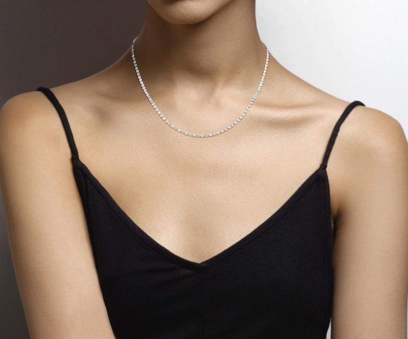 Miabella Italian 925 Sterling Silver, 18Kt Gold Plated Sparkle Mirror Link Chain Necklace for Women, Made in Italy (sterling silver, Length 18 Inches) - Image 3